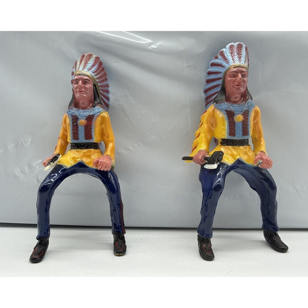 Vintage 2 Heartland Native American Chief with Tomahawk Figure Horseback Rider